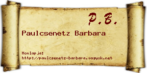 Paulcsenetz Barbara névjegykártya